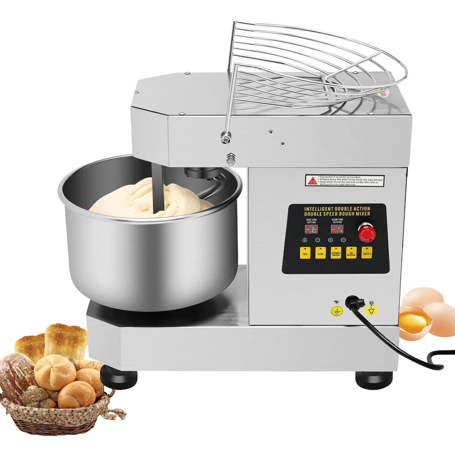 Heavy Duty Electric Food Mixer, Commercial, Adjustable, Dough Kneading Machine