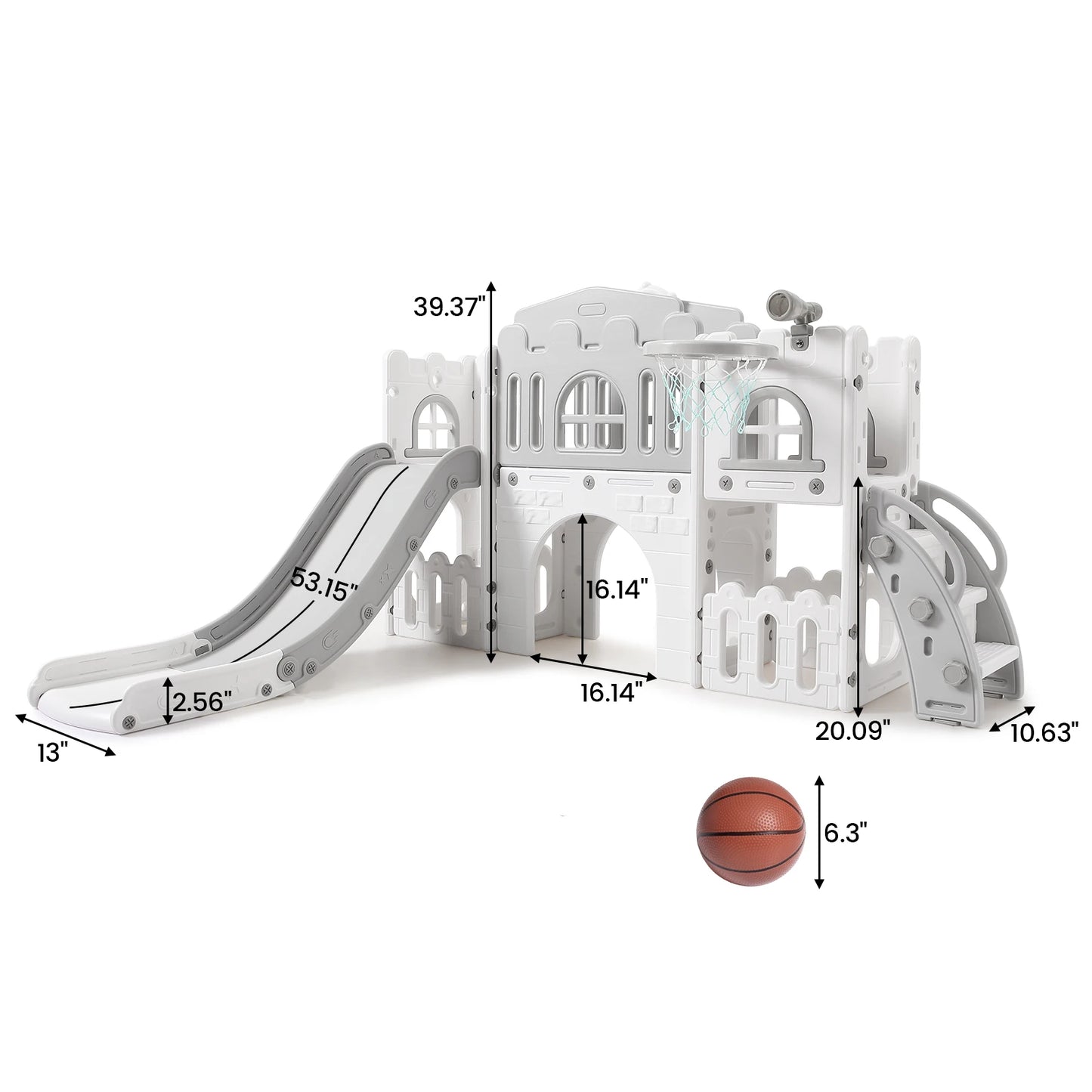 8 in 1 Toddler Slide Indoor Playground  with Basketball Hoop