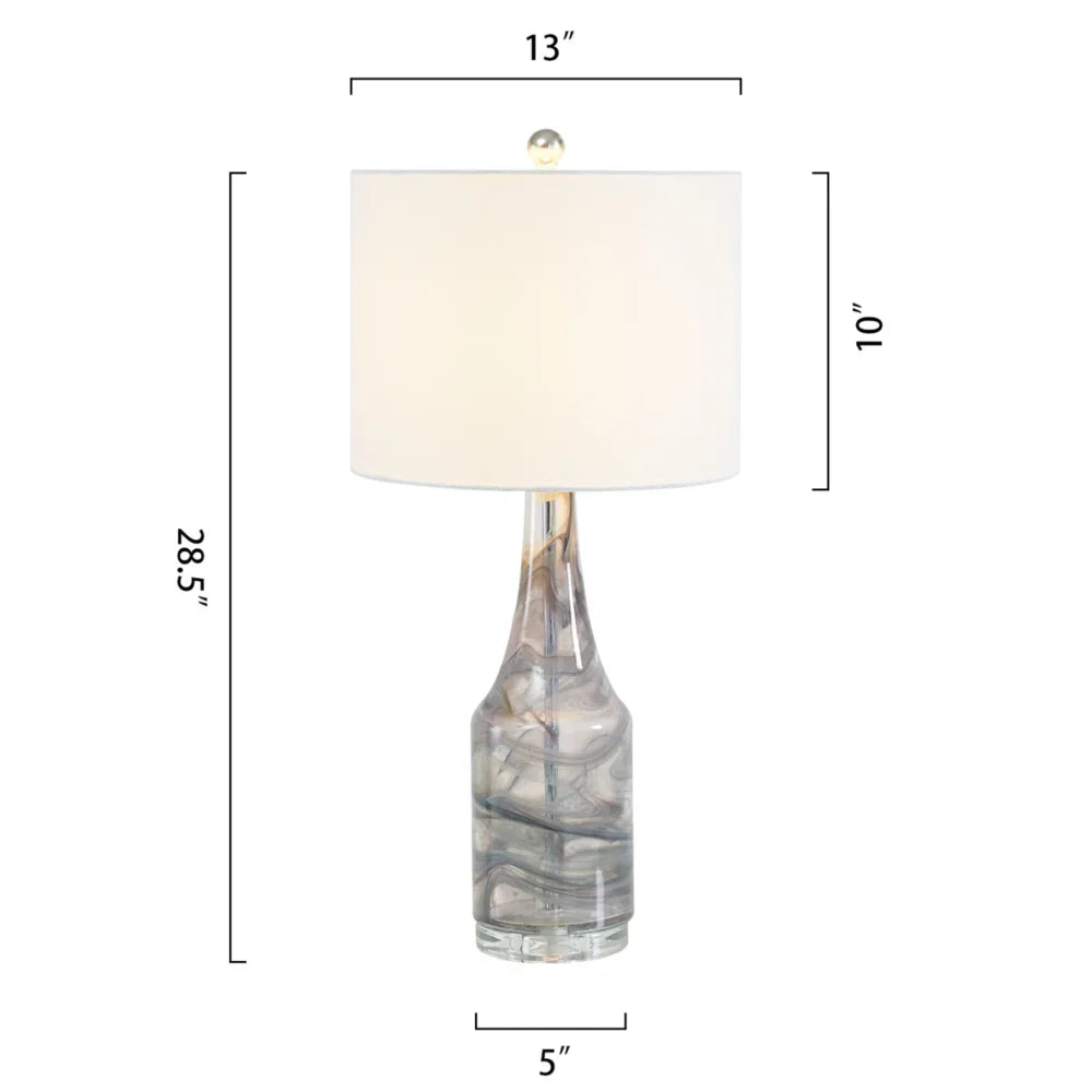 Glass Table Lamp Set of 2, 3-Way Dimmable Bedside Lamp