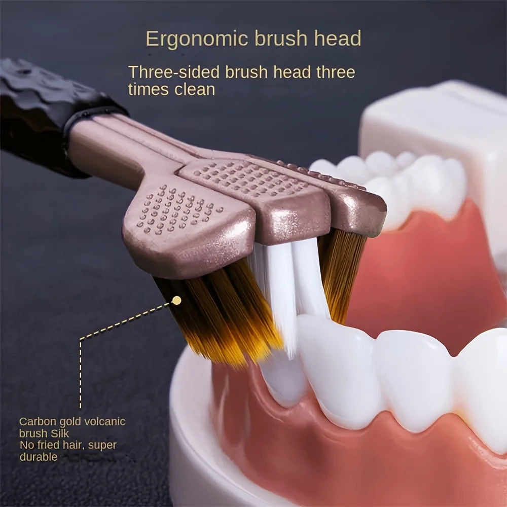 5-piece set of super soft adult three sided toothbrush