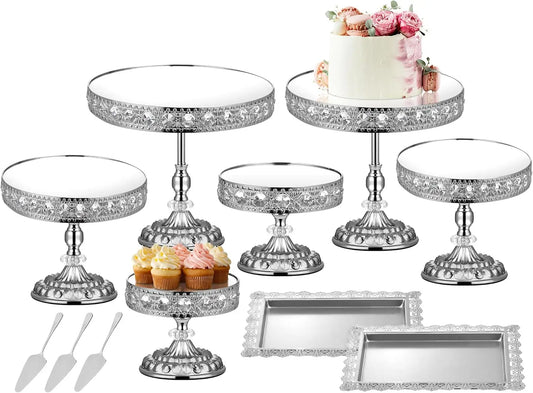 12-Piece Silver Vintage Cake Stand with Cupcake Display Tray
