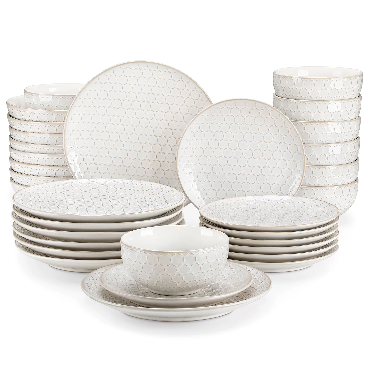 16/32 Piece Stoneware  Dinnerware Set with 6pcs