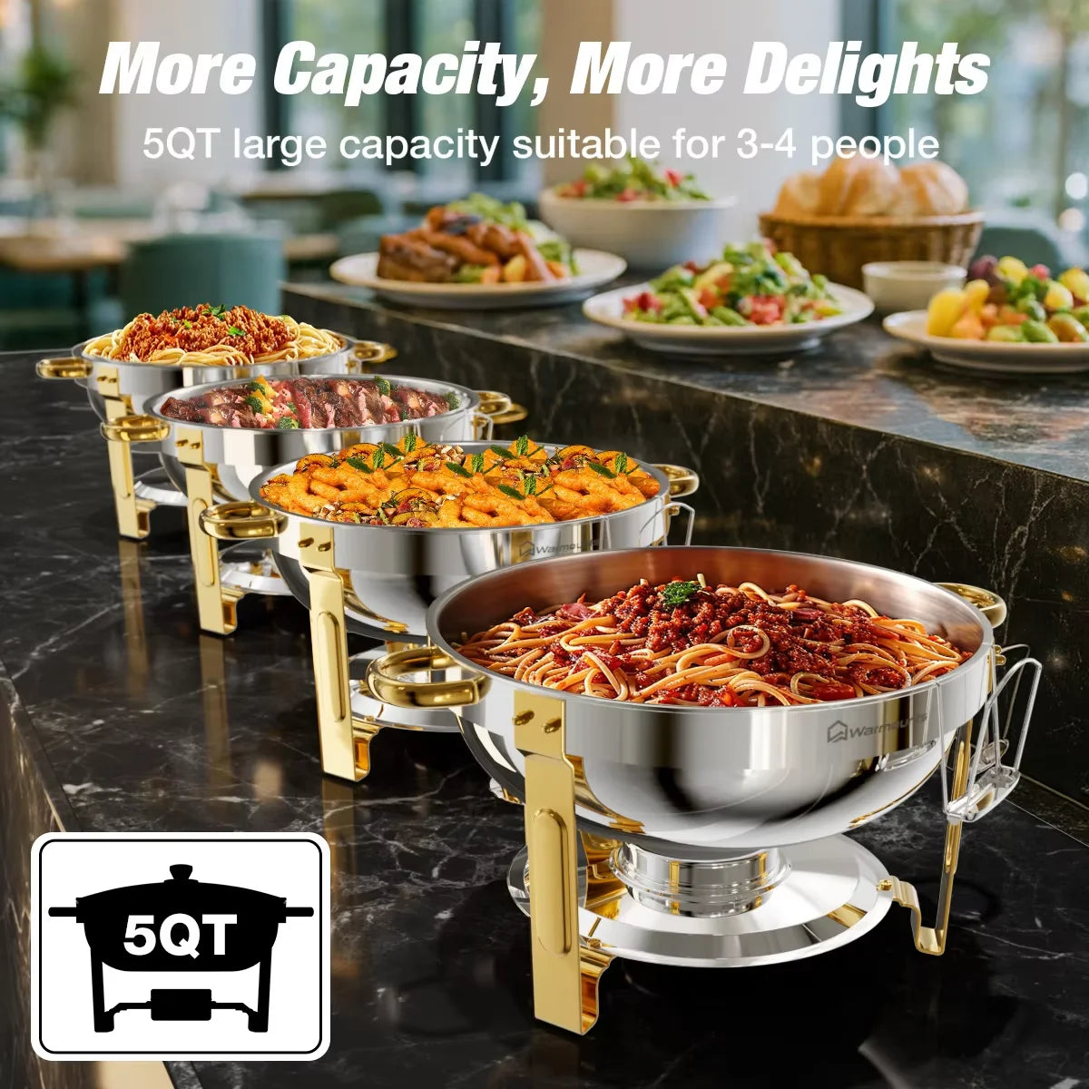 2/4/6 Pack Stainless Steel Chafing Dish Buffet  Warmer w/Glass Lid