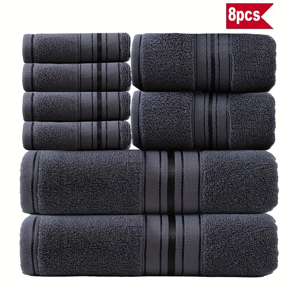 8 Piece Luxury Towel Set –  Plush, Super Absorbent   100%  Cotton