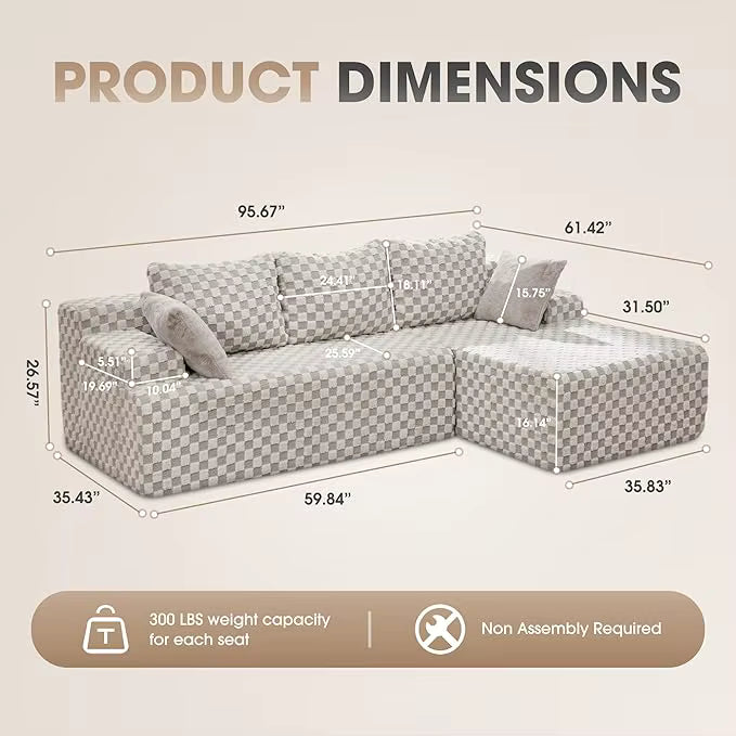 Modular L-Shaped 3-Seat Sectional | Memory Foam with Deep Seating & Storage Modules
