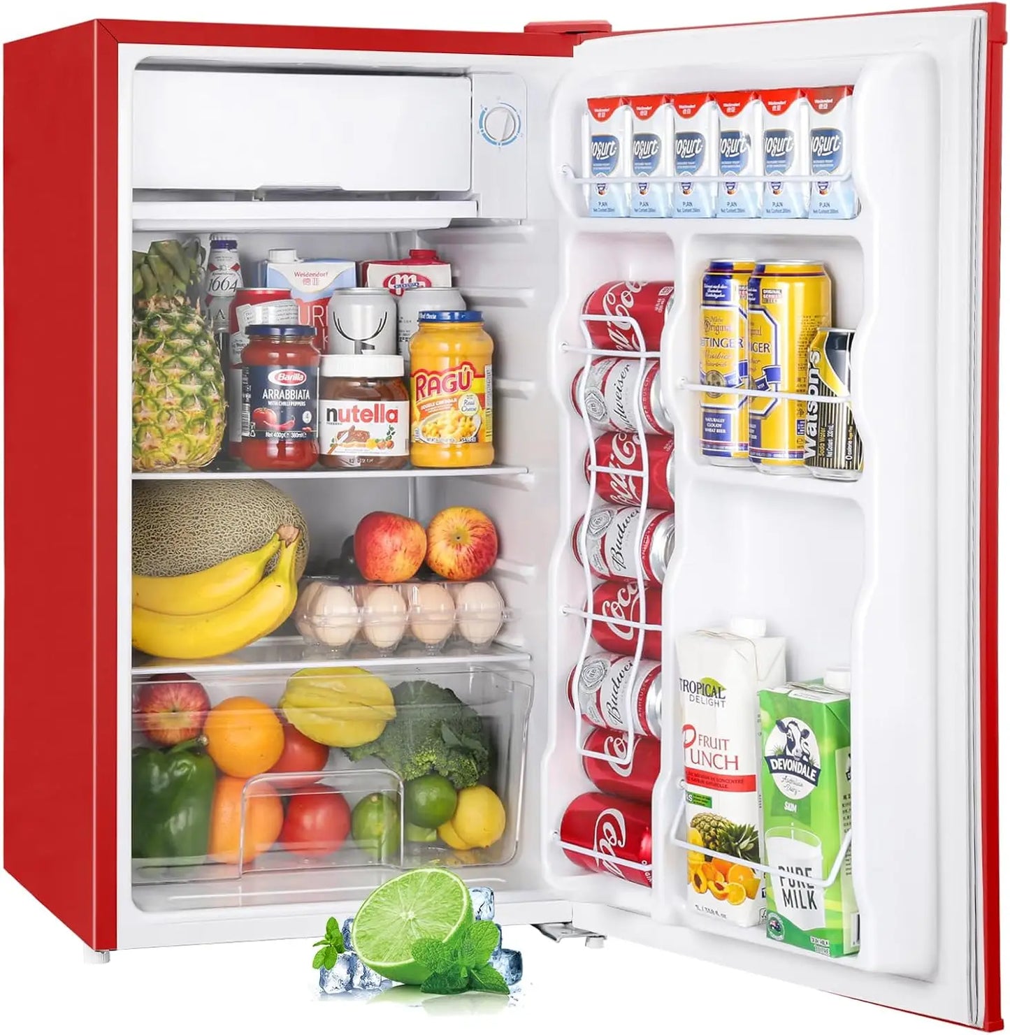 3.2 Cu.Ft Mini Fridge with Freezer, Single Door  Adjustable Thermostat
