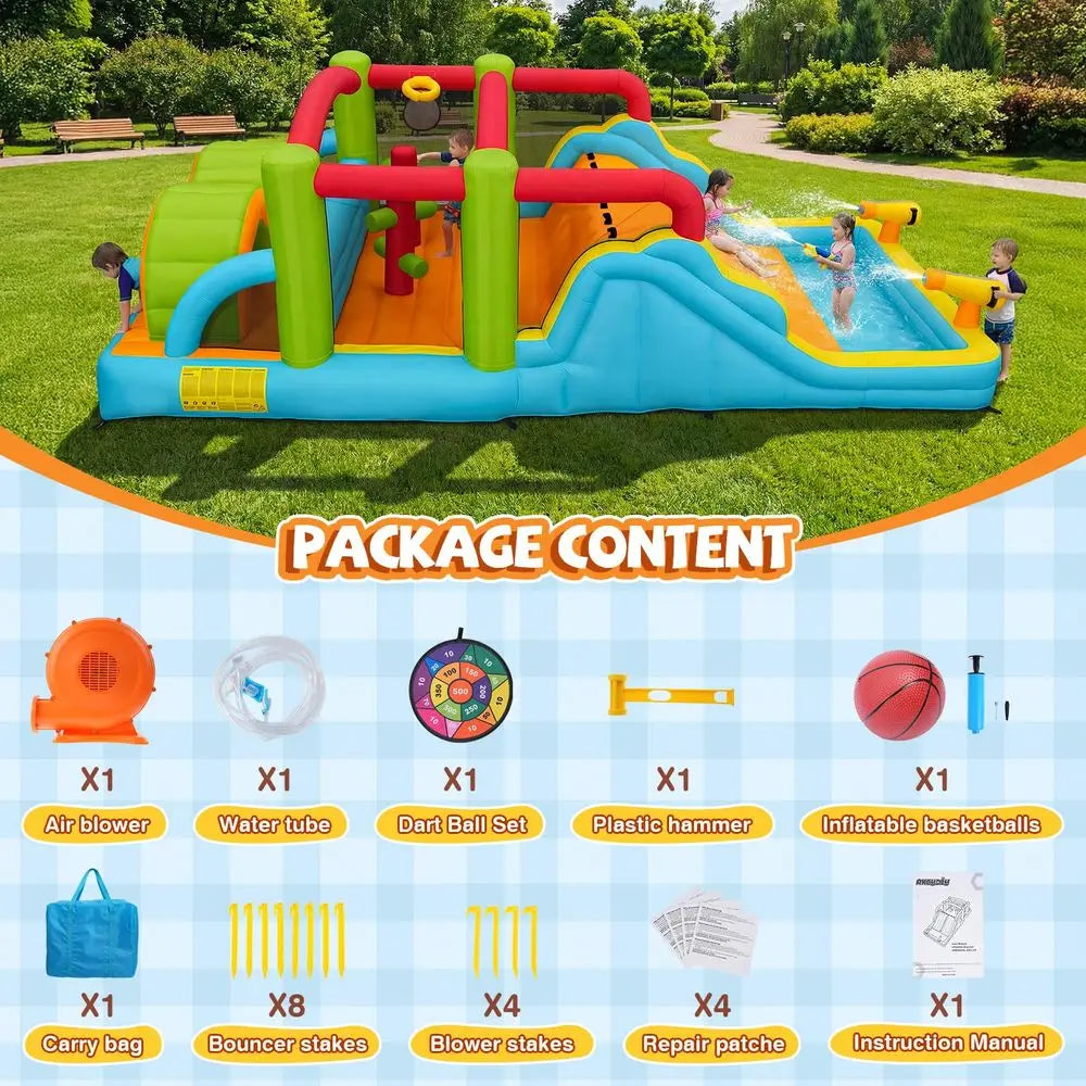 Inflatable Obstacle Course Bounce House with Water Play
