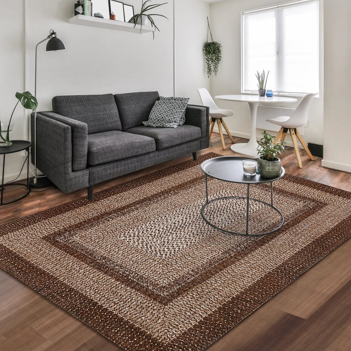 Washable Area Rugs Modern Braided Print Non Slip