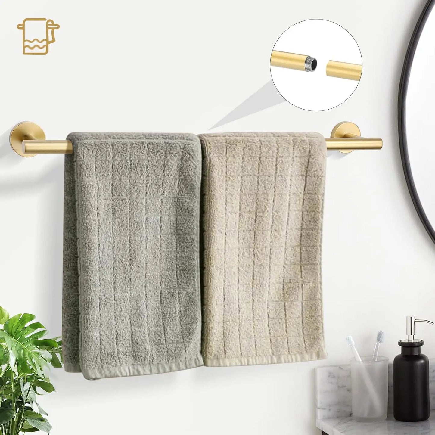 5 Piece Bathroom Accessories Set Gold Hardware Set Stainless Steel