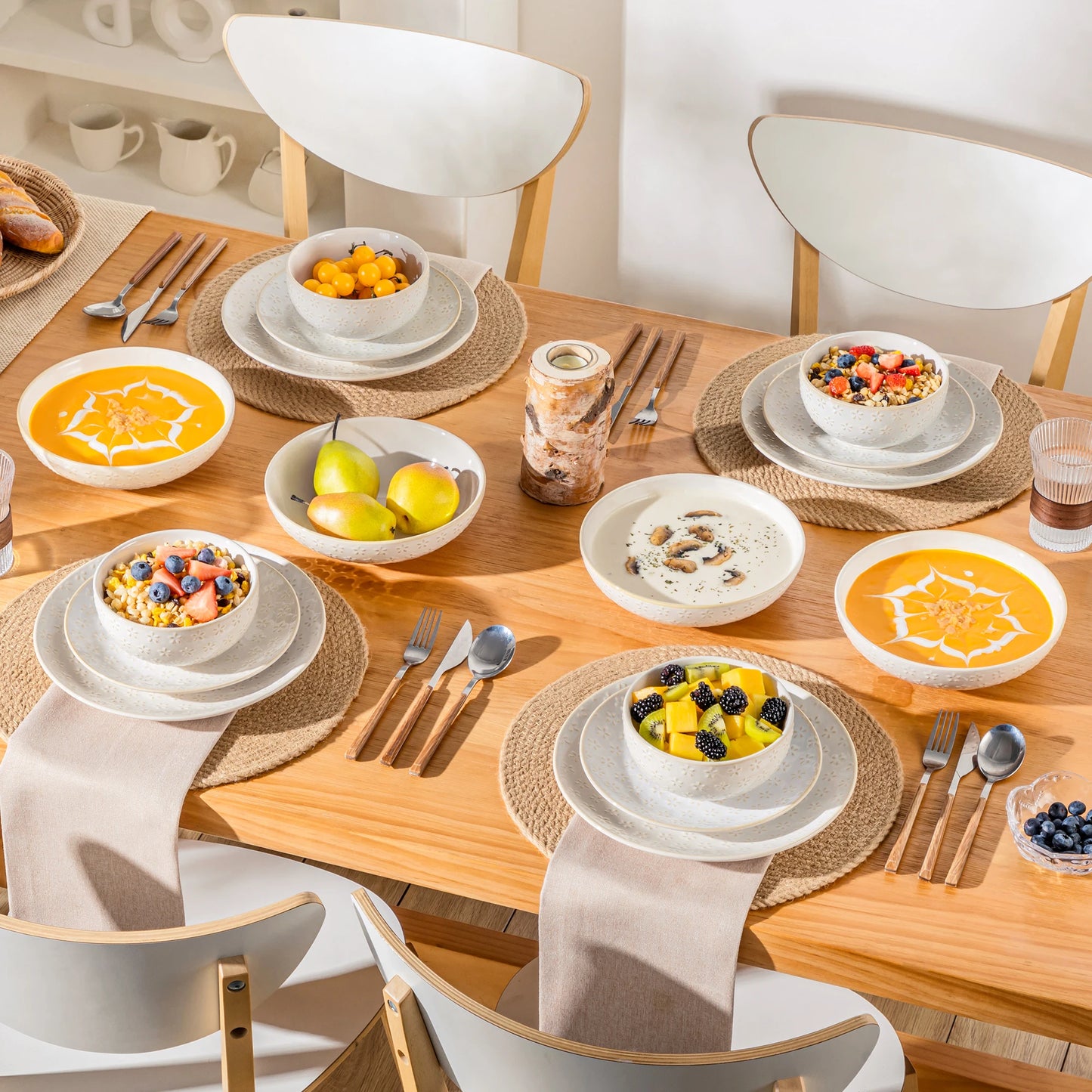 16/32 Piece Stoneware  Dinnerware Set with 6pcs