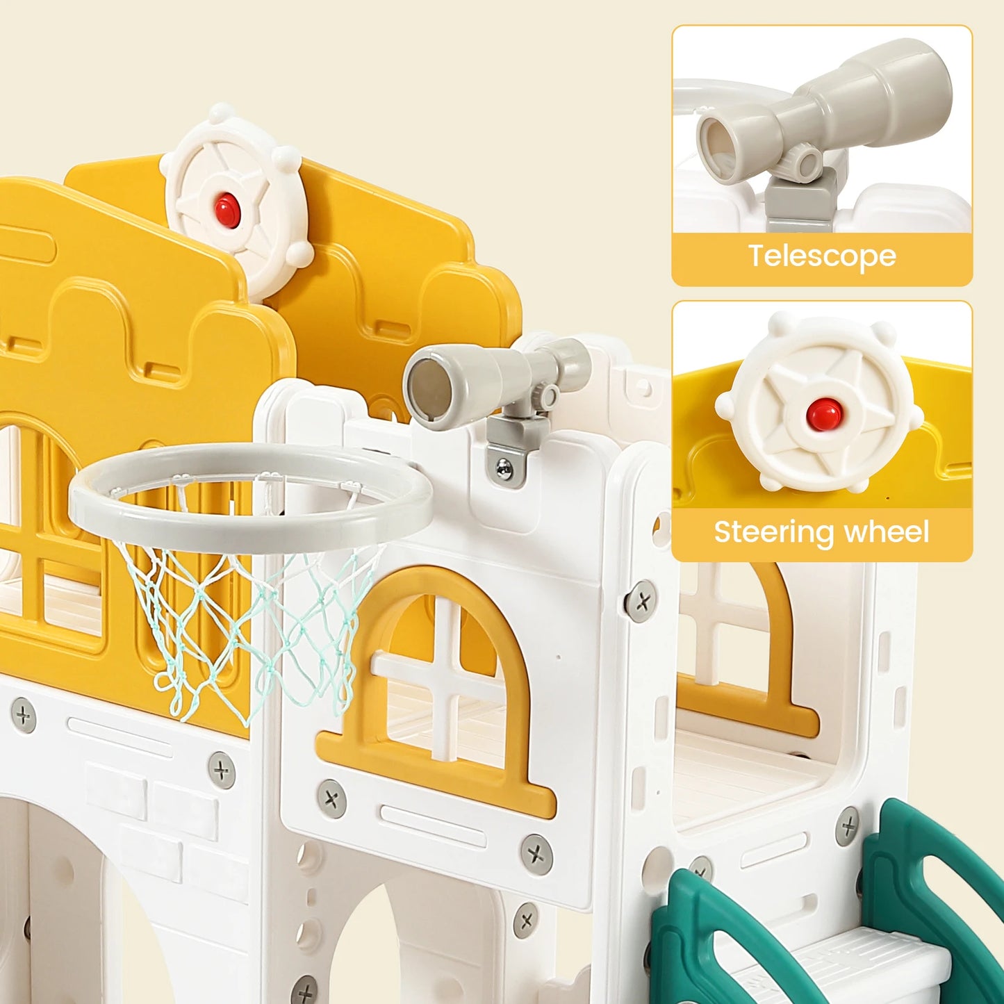 8 in 1 Toddler Slide Indoor Playground  with Basketball Hoop