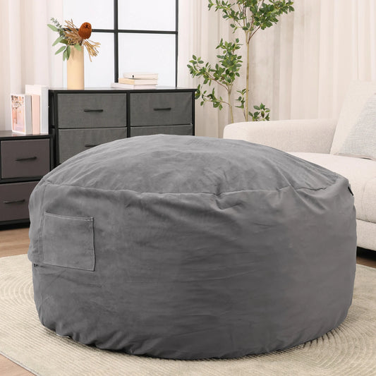Oversized 3/4FT Bean Bag Chair Foam Filled with Removable Cover