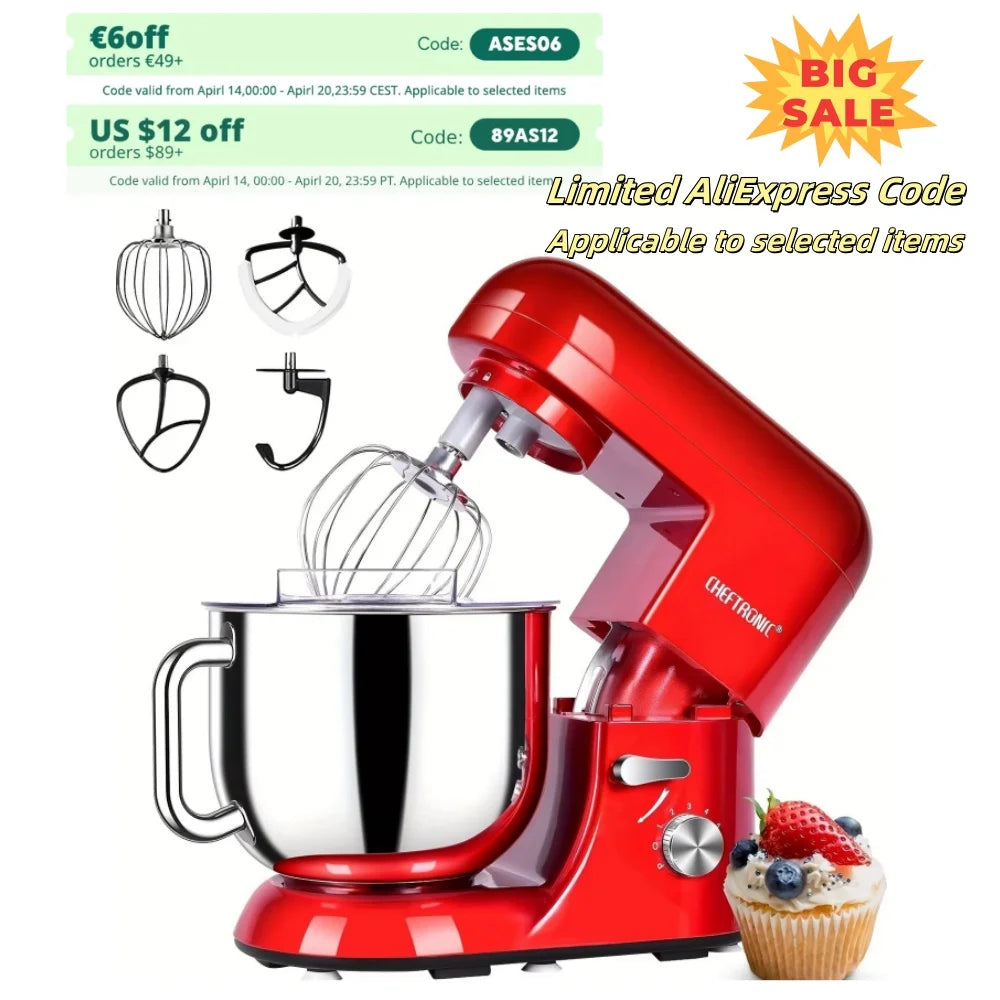1pc 7 Qt Tilt-Head Electric Household Stand Mixer