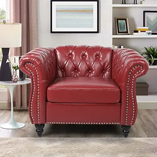 2pc Modern Tufted Sofa Set With Button & Nailhead Trim