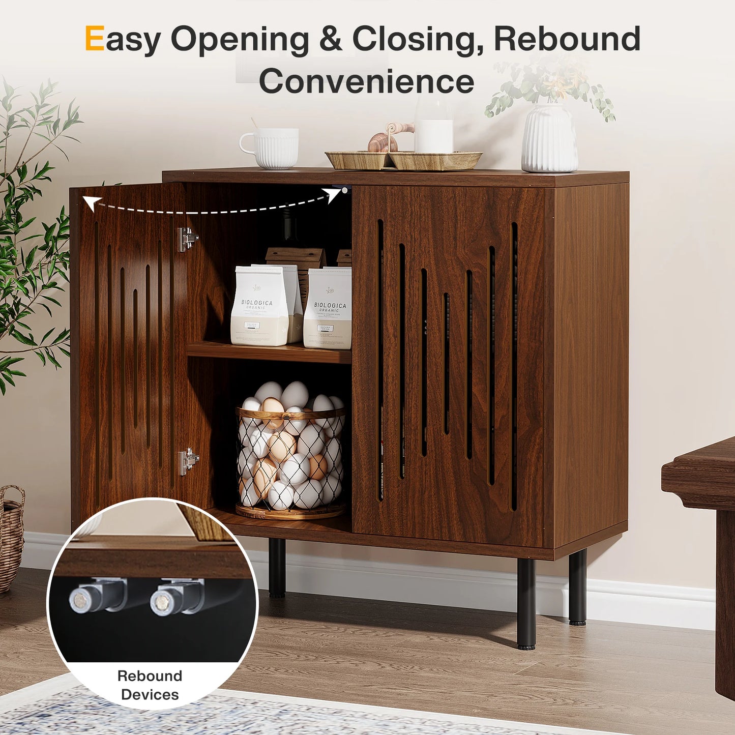 Vintage Sideboard Buffet with Storage, Farmhouse Cabinet with Doors