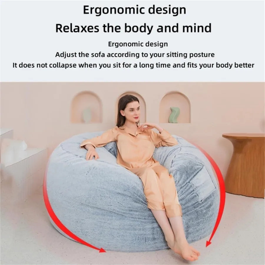 7Ft Giant Comfy Bean Bag Bed with Fluffy Surface
