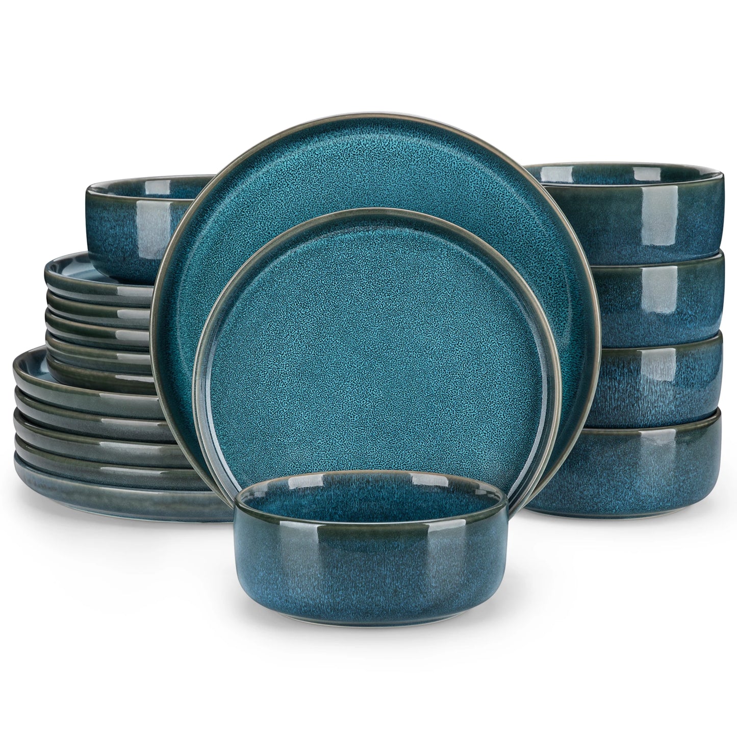 18/36 Piece Blue Ceramic Dinnerware Set With Dinner Plate/Dessert/Bowl