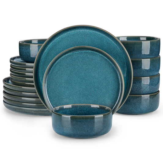 18/36 Piece Blue Ceramic Dinnerware Set With Dinner Plate/Dessert/Bowl