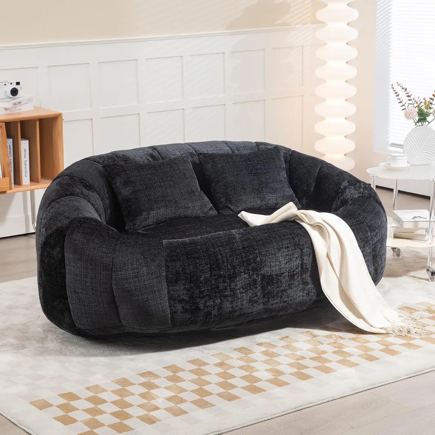 Bean Bag  Comfy Loveseat Sofa with 2 Pillows