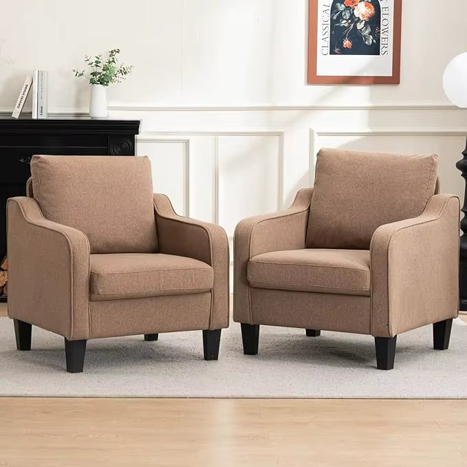 Beige Accent Chair Comfy, Plush  Reading Nook & Corner Chairs