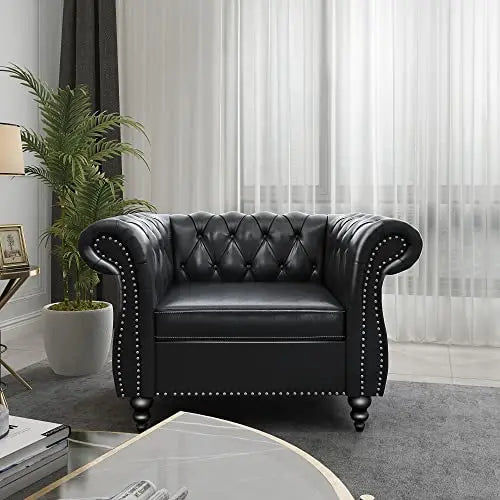 2pc Modern Tufted Sofa Set With Button & Nailhead Trim