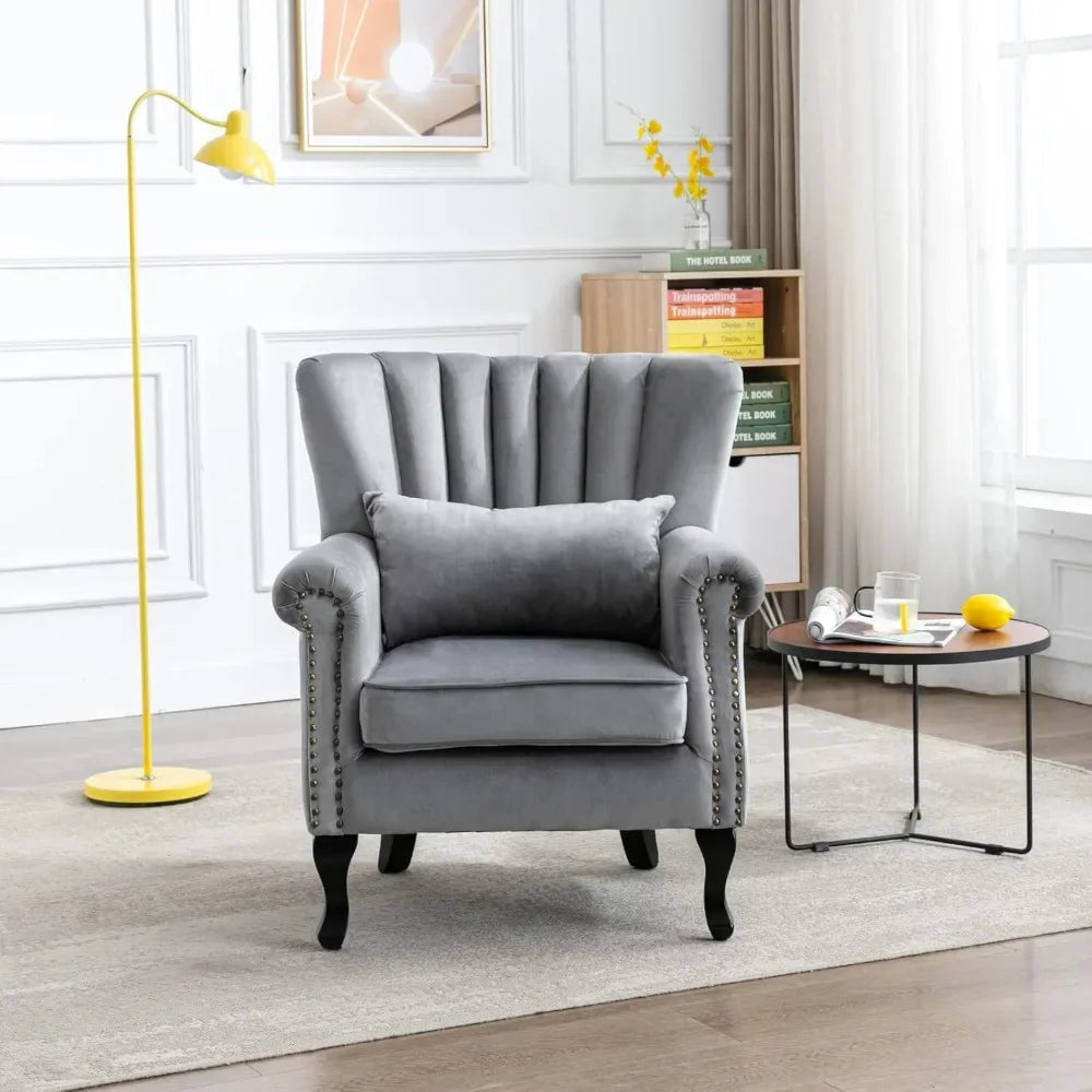 Accent Reading Arm Chairs Set of 2 with Tufted Back