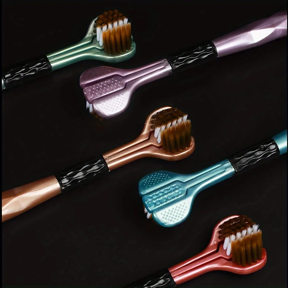 5-piece set of super soft adult three sided toothbrush