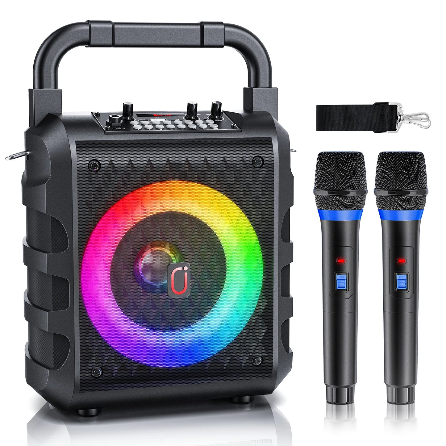 Portable Bluetooth Speaker with Microphone and LED Light, Karaoke Speaker Machine