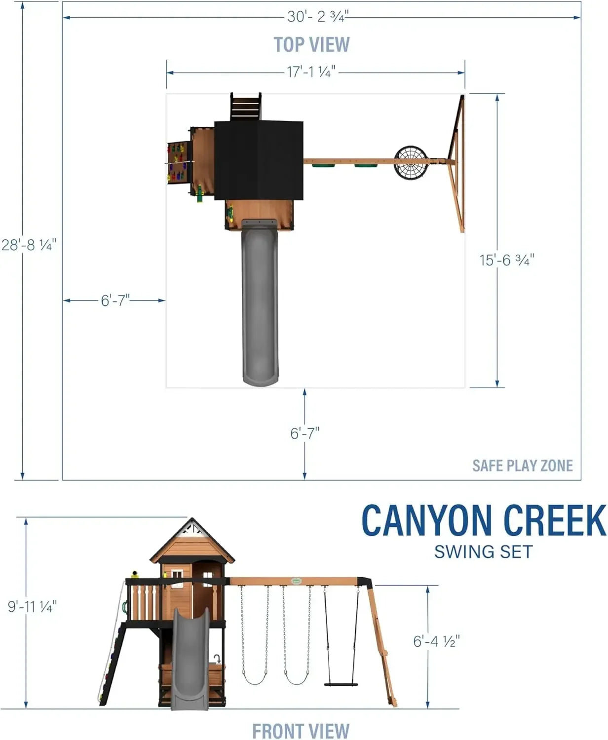 Canyon Creek Cedar Wood Swing Set with Wave Slide, Clubhouse