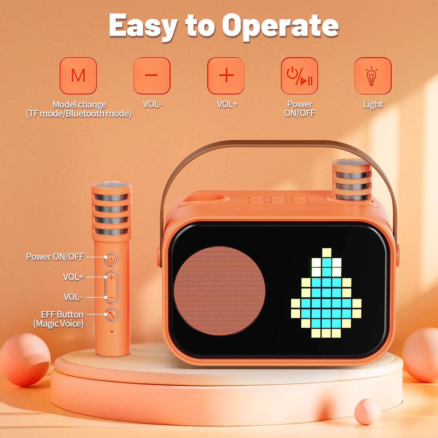 Karaoke Machine for Children and Adults with 2 Wireless Microphones