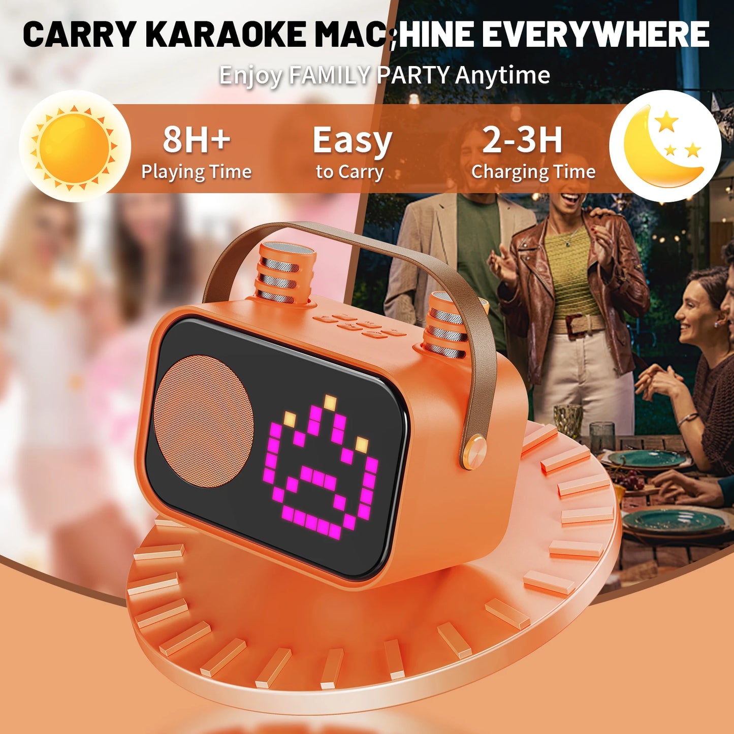 Karaoke Machine for Children and Adults with 2 Wireless Microphones