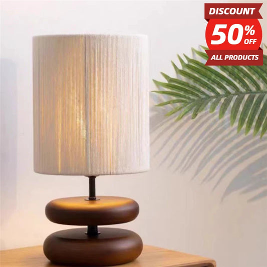 Solid Wood Table Lamp Bedside Jute Rope