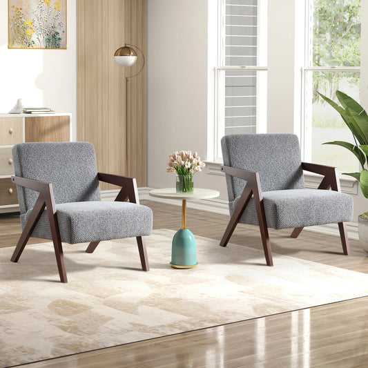 Casual Solid Wood Single Chair with Comfortable Bedroom Armchair