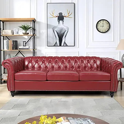 2pc Modern Tufted Sofa Set With Button & Nailhead Trim