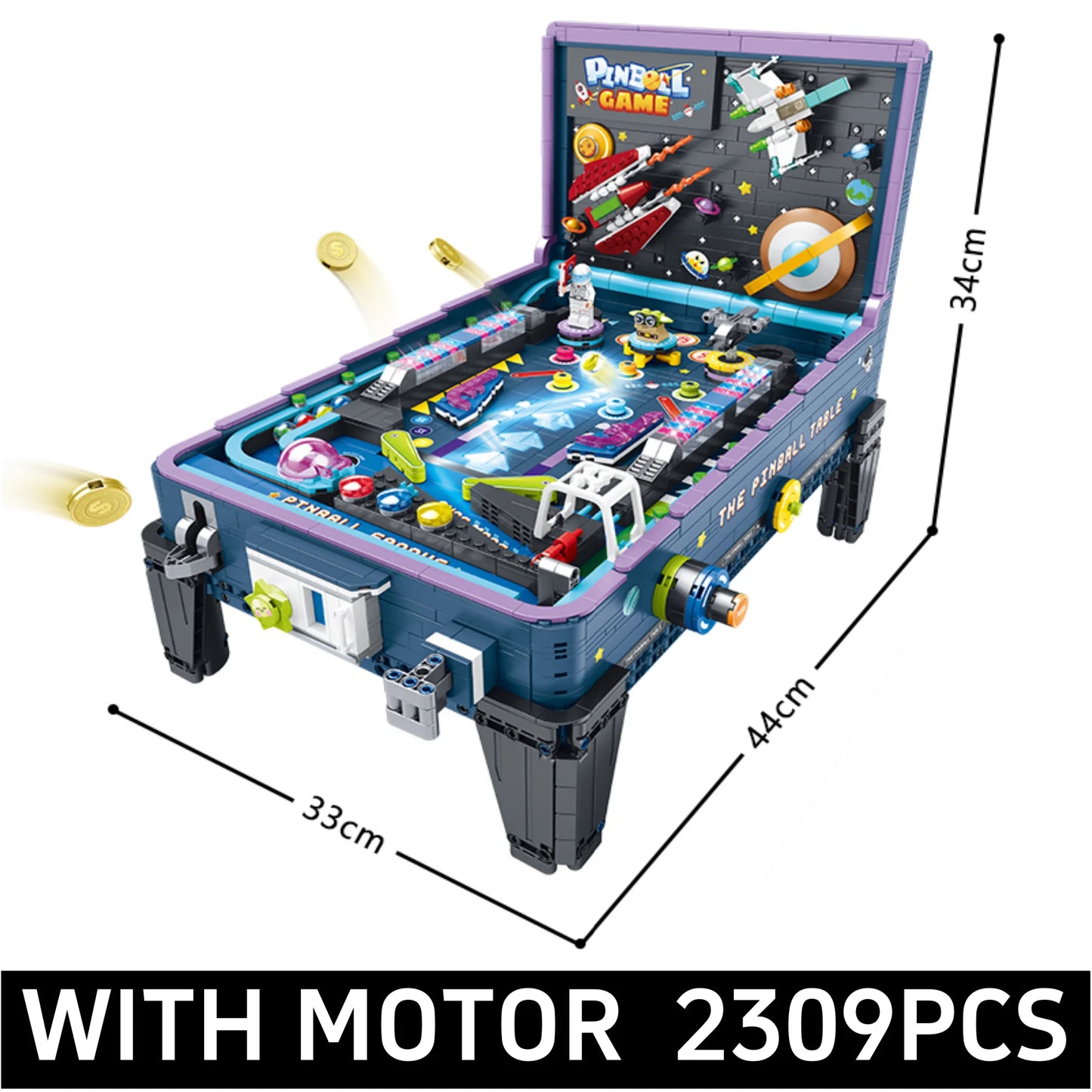 Arcade Pinball Machine Building Block Set with LED Light Music