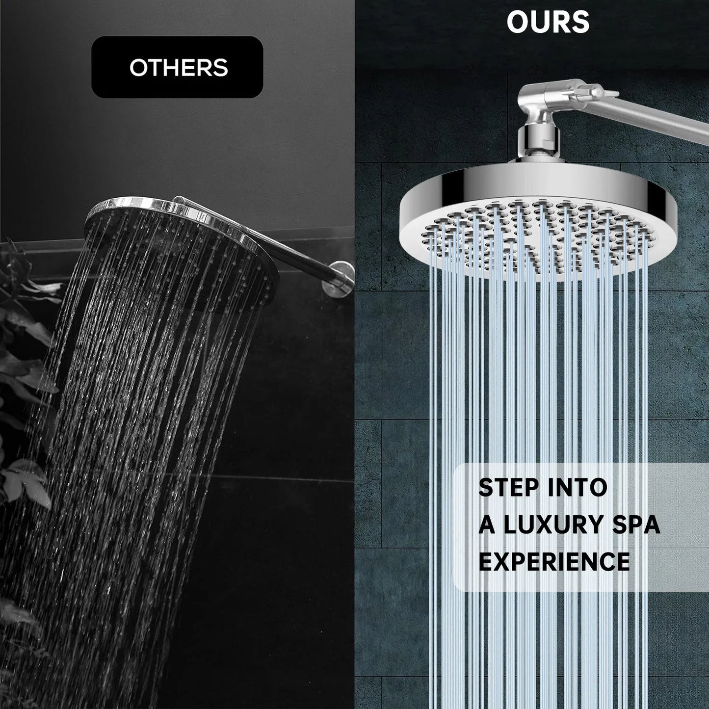 6 "Pressurized Shower Head Spray Settings Ceiling Mounted Bathroom Accessories