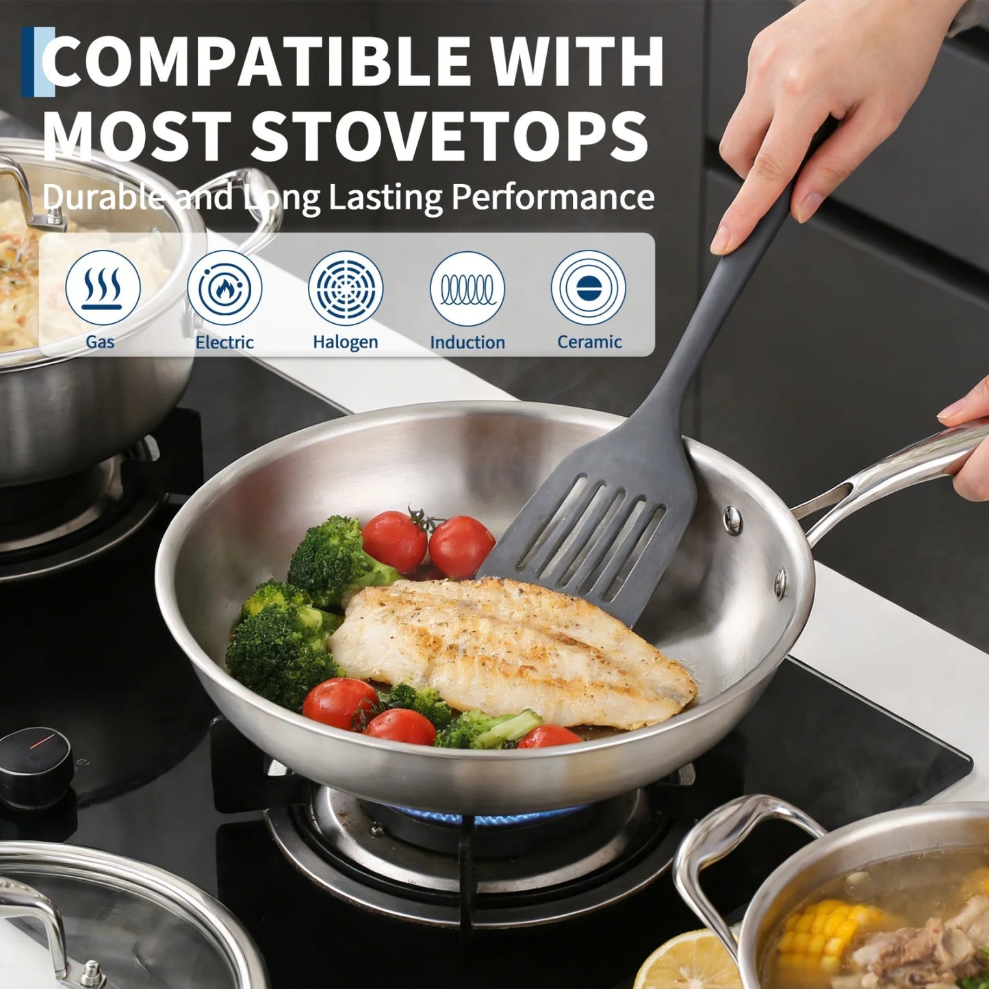 3 Ply Stainless Steel 11-Piece Cookware Set with Lids