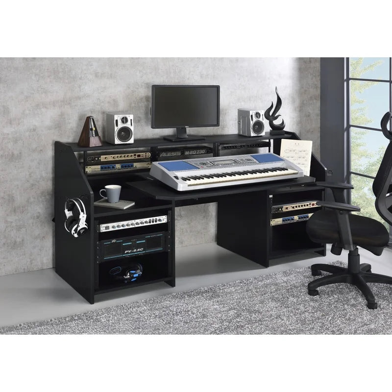 Annette Black Music Desk with Slim Design for Home Studio