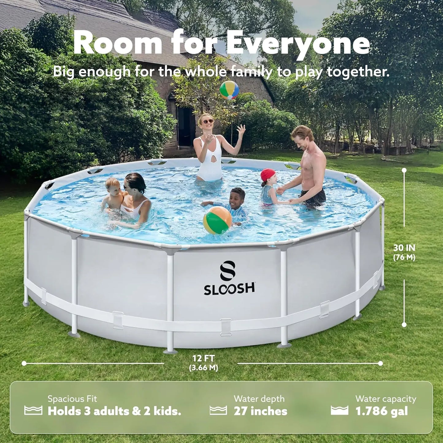 Round Above-Ground Pool for Kids and Adults with Filter Pump