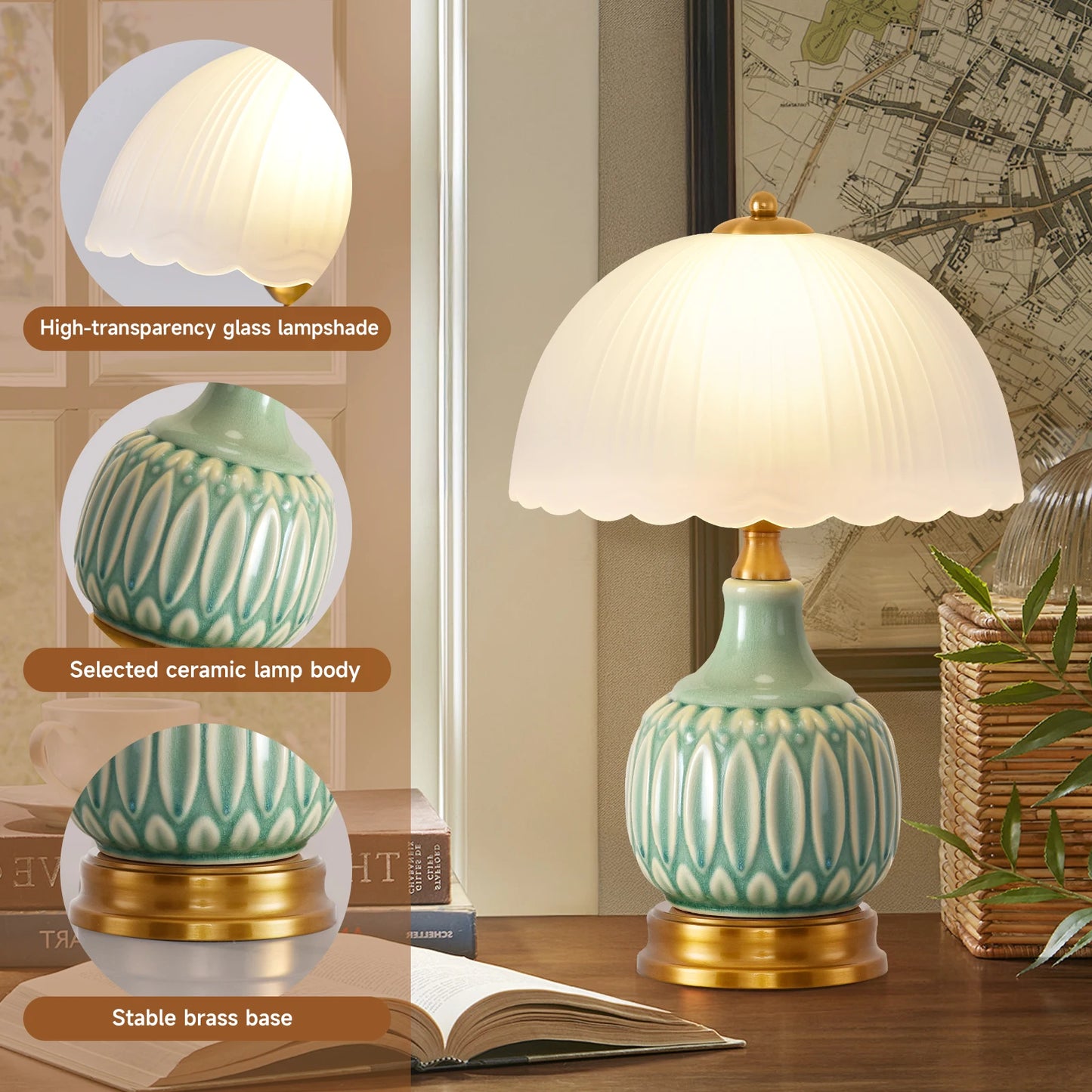 Bedroom Table Lamp, Vintage, Ceramic, Retro Lamp