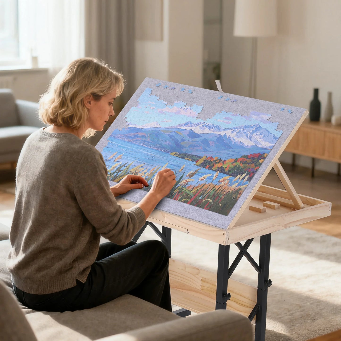 Jigsaw Puzzle Table  with 6 Drawers on 4 Wheels