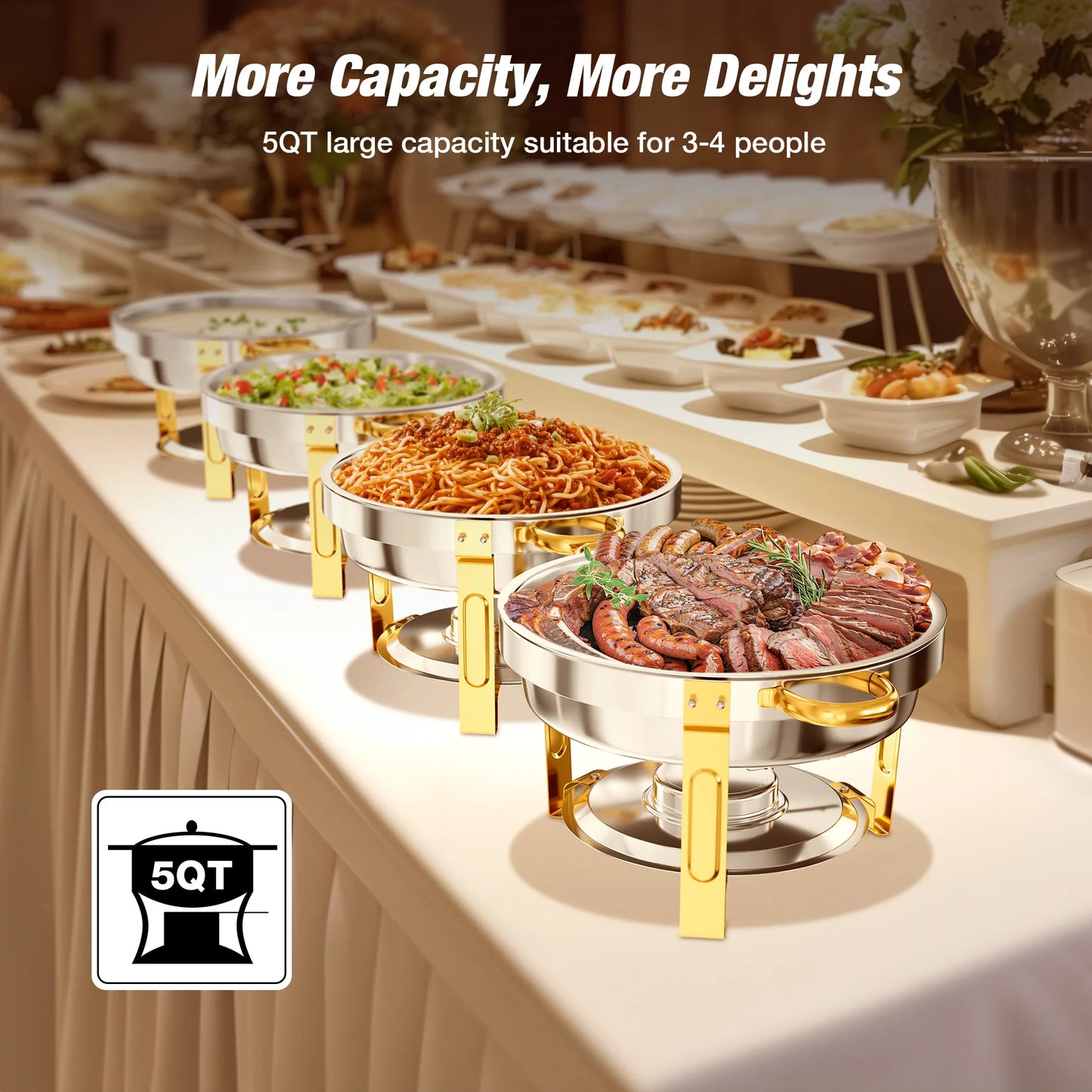 2/4/6 Pack Stainless Steel Chafing Dish Buffet  Warmer w/Glass Lid