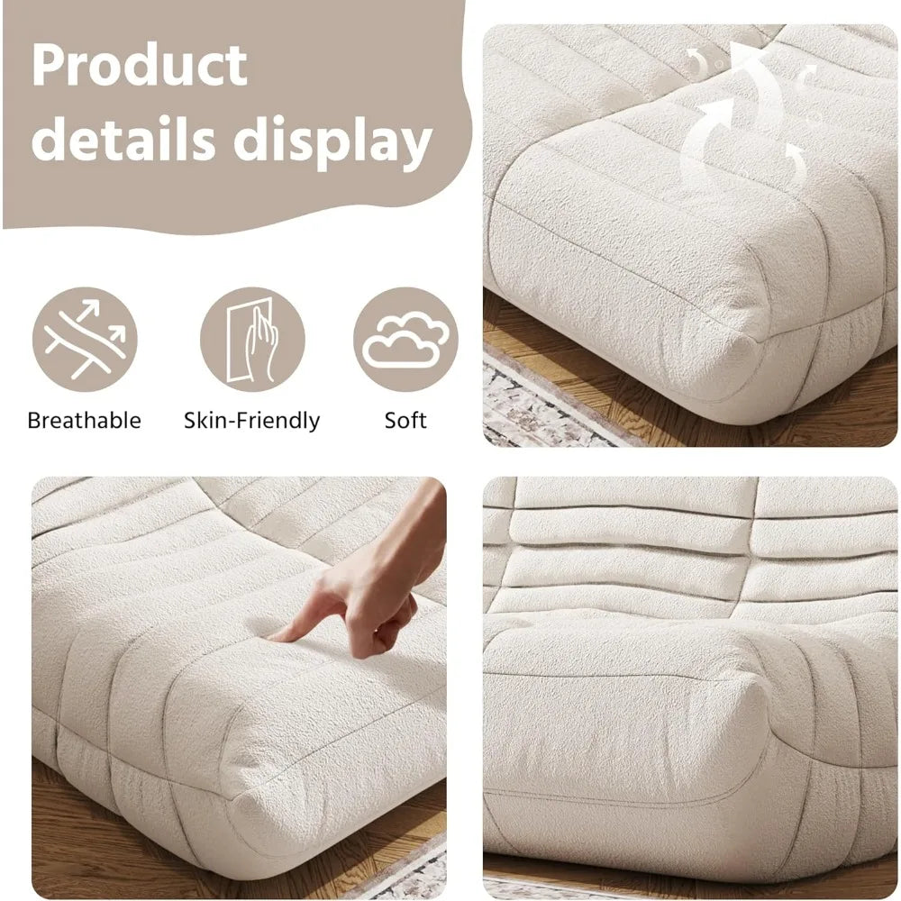 Bean Bag Fireside Chair with High-Resilience Foam, Non-Slip