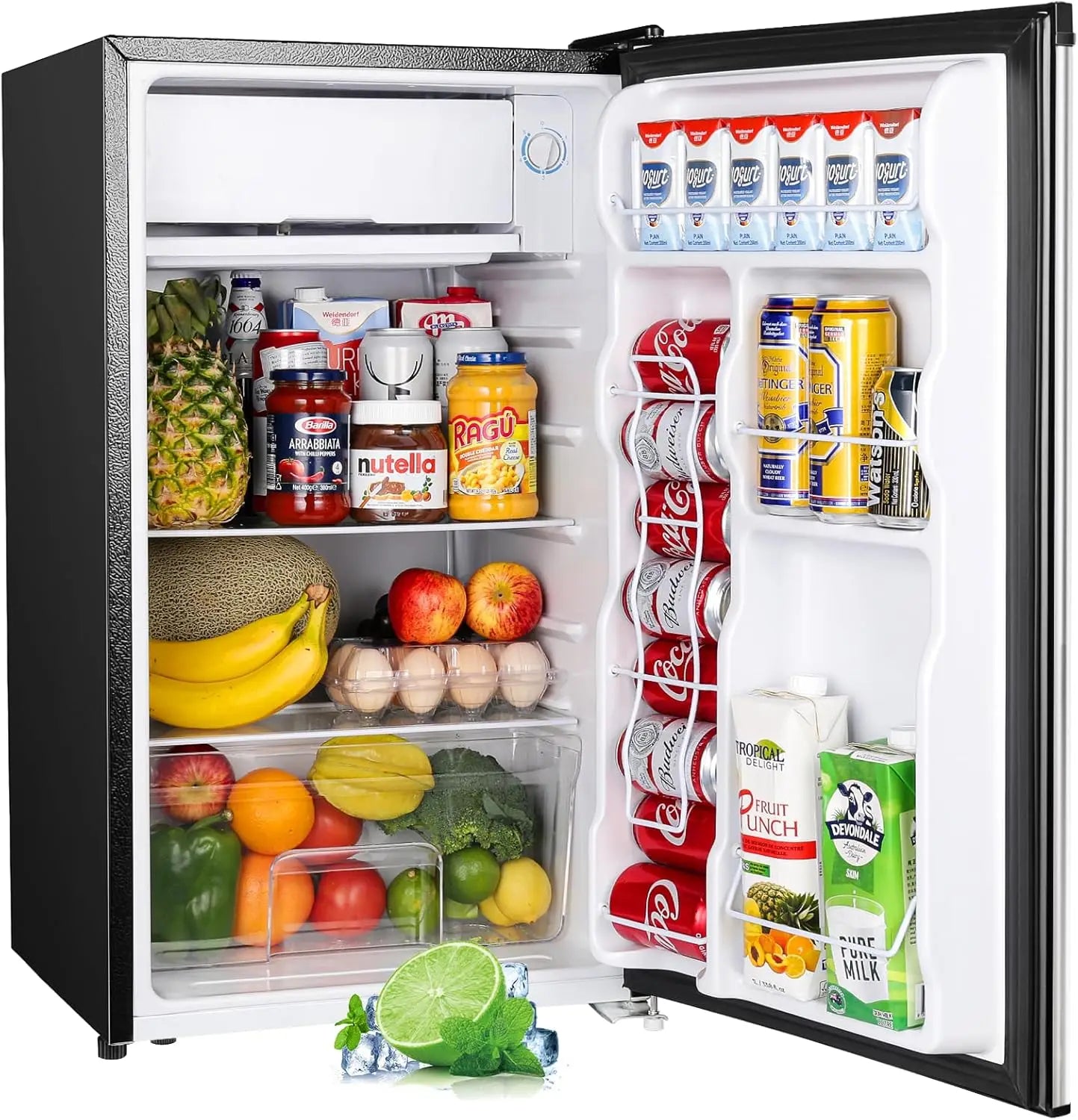 3.2 Cu.Ft Mini Fridge with Freezer, Single Door  Adjustable Thermostat