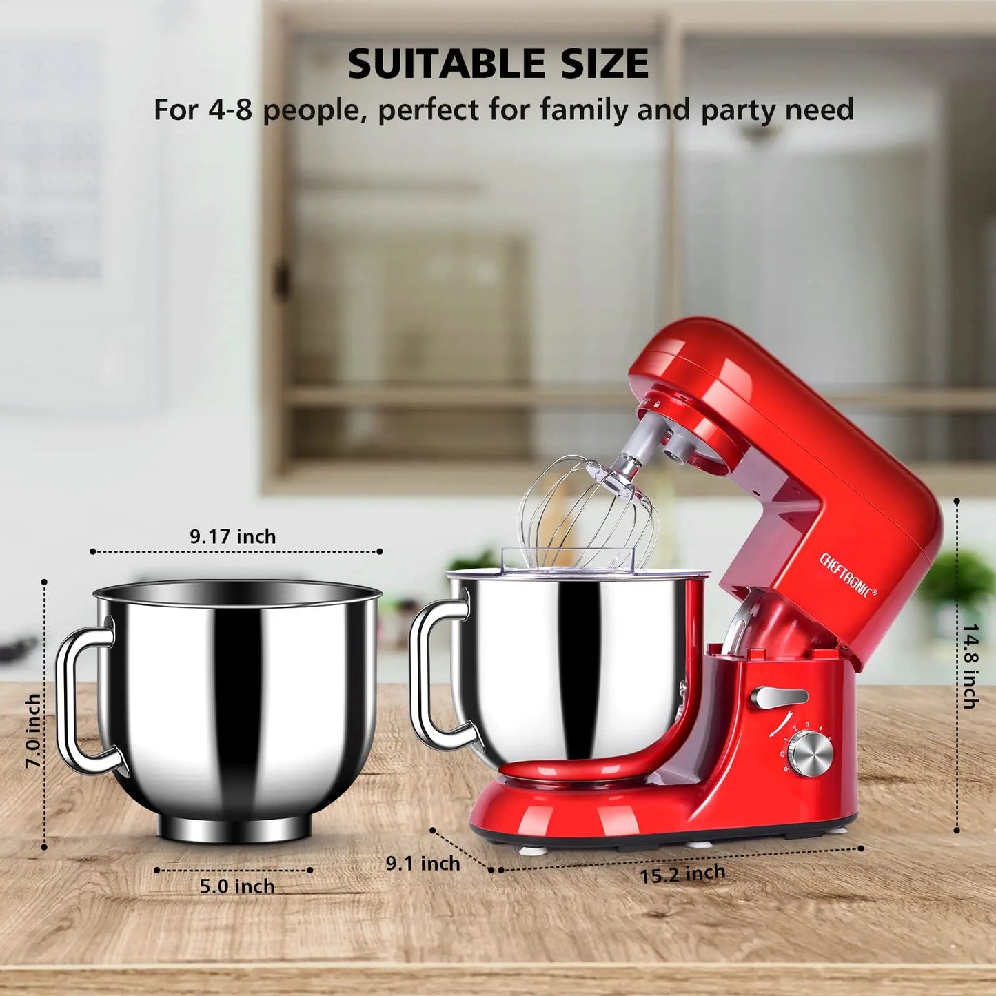 1pc 7 Qt Tilt-Head Electric Household Stand Mixer