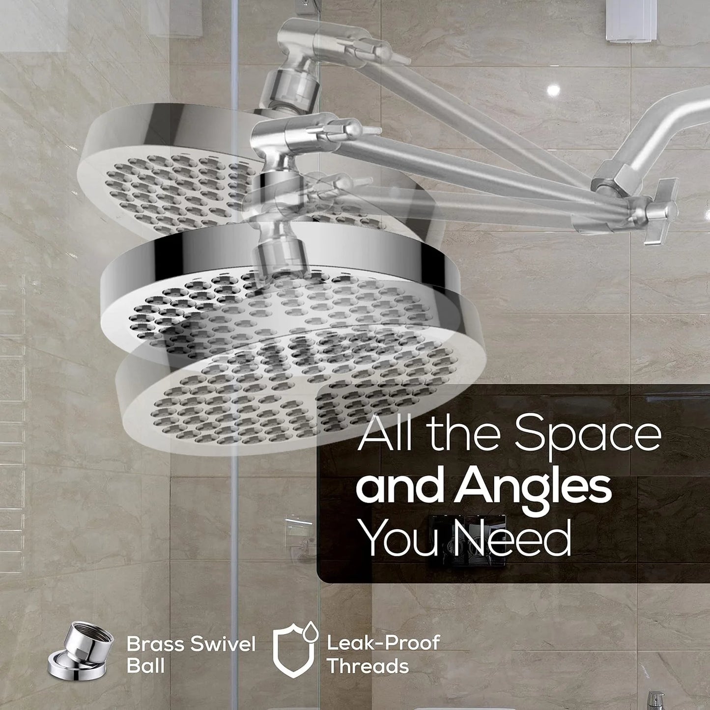 6 "Pressurized Shower Head Spray Settings Ceiling Mounted Bathroom Accessories