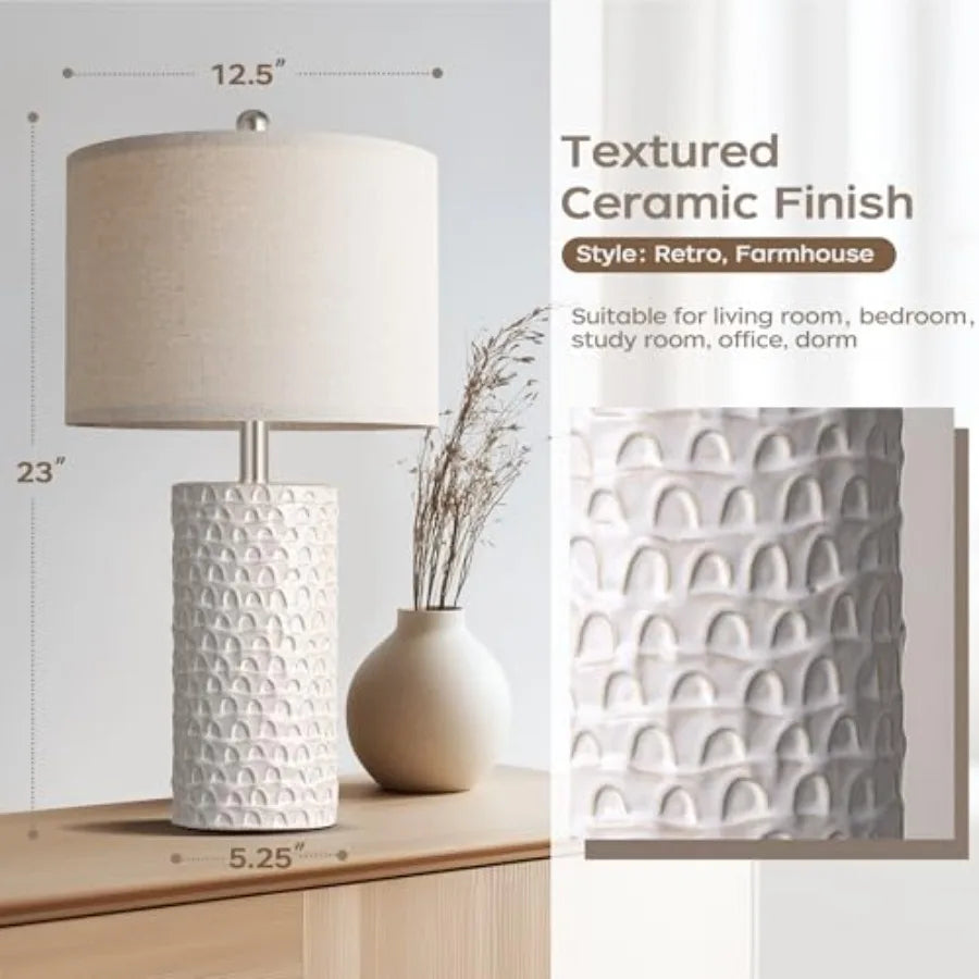 Ceramic, Set of 2, Rustic Farmhouse Bedside Lamps  for Bedroom