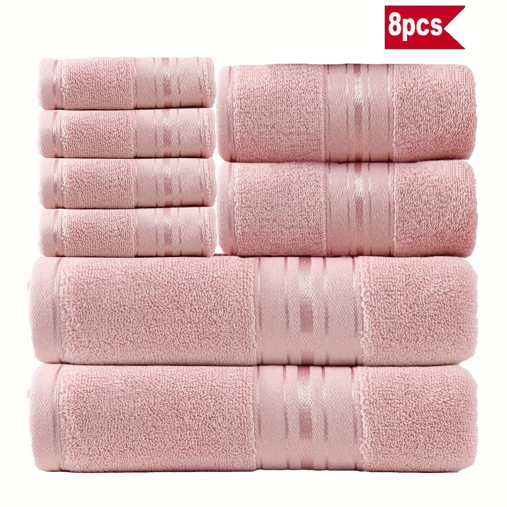 8 Piece Luxury Towel Set –  Plush, Super Absorbent   100%  Cotton