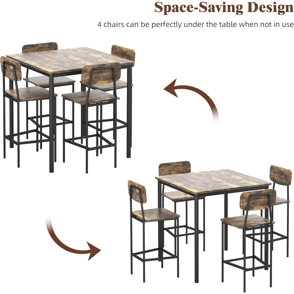 Dining Table Set for 4 with Space-Saving Design
