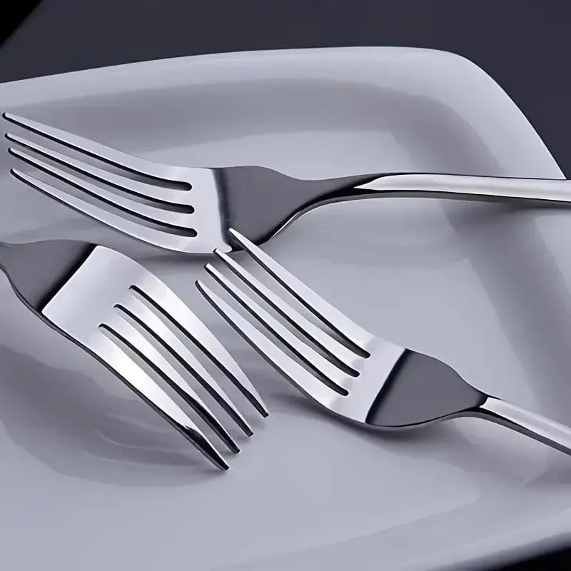 12 Piece Stainless Steel Fork Mirror Finish, Machine Washable, Suitable for Salads and Desserts, Kitchen, Dining, Tea Party
